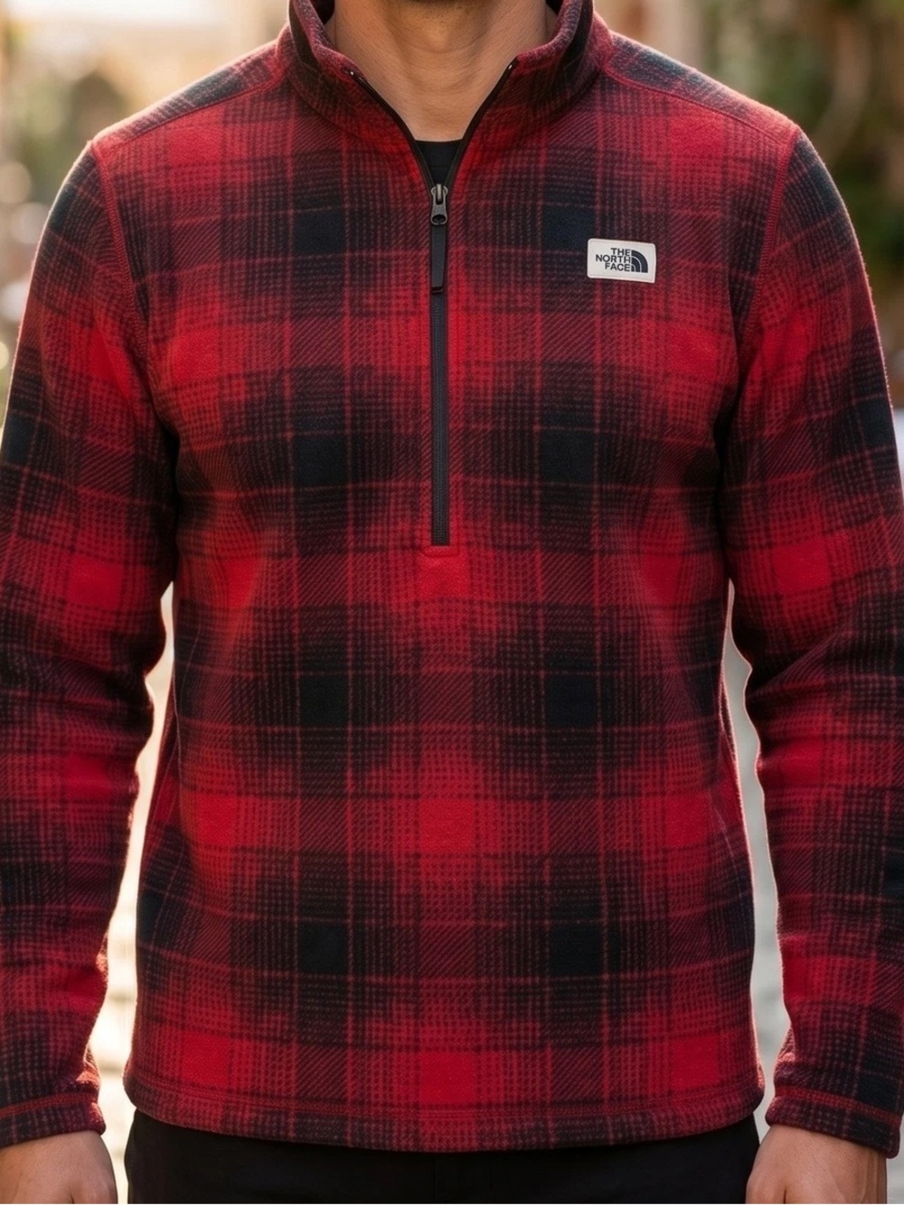 The North Face Plaid Gordon Lyons 1/2 Zip Fleece Pullover Sweater XXL Buffalo